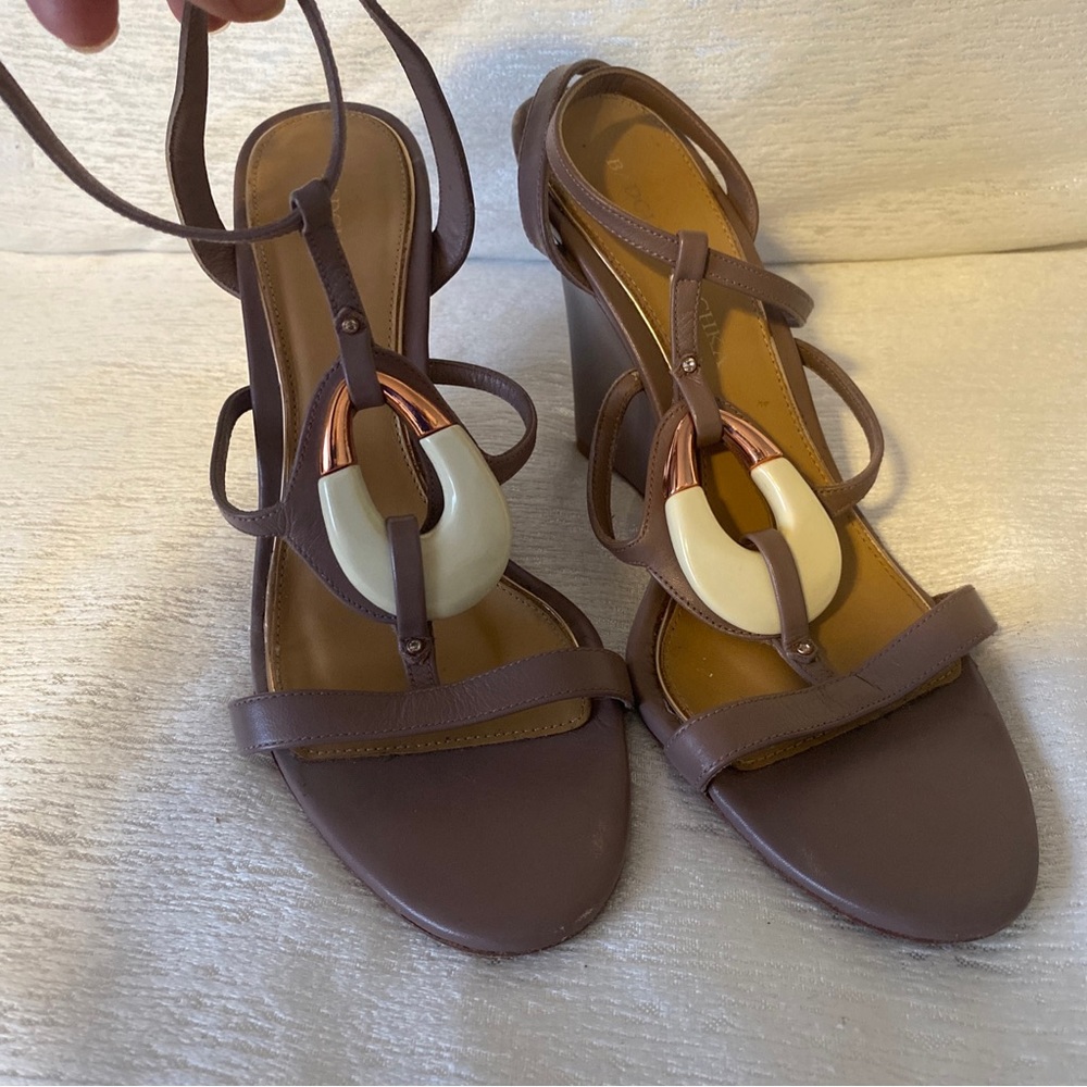 Badgley Mischka sandals. Used. Light purple with a white detail on the top.